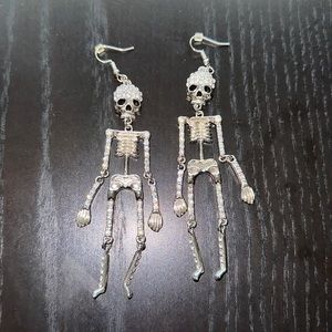Bling dangly skeleton earrings